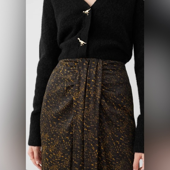 & Other Stories Graphic Animal Print Draped Midi Skirt in Black - Picture 2 of 9